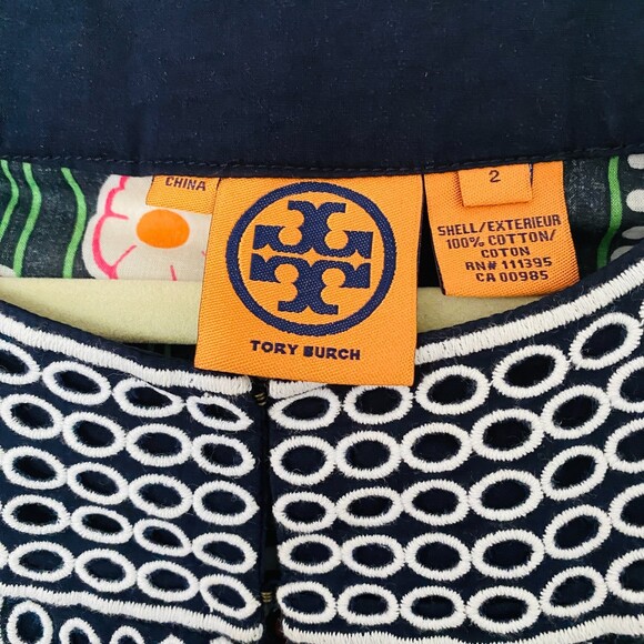 Tory Burch Embroidered Floral Cotton Lightweight Mod Tunic Top Blouse Sz 2 - Picture 4 of 5